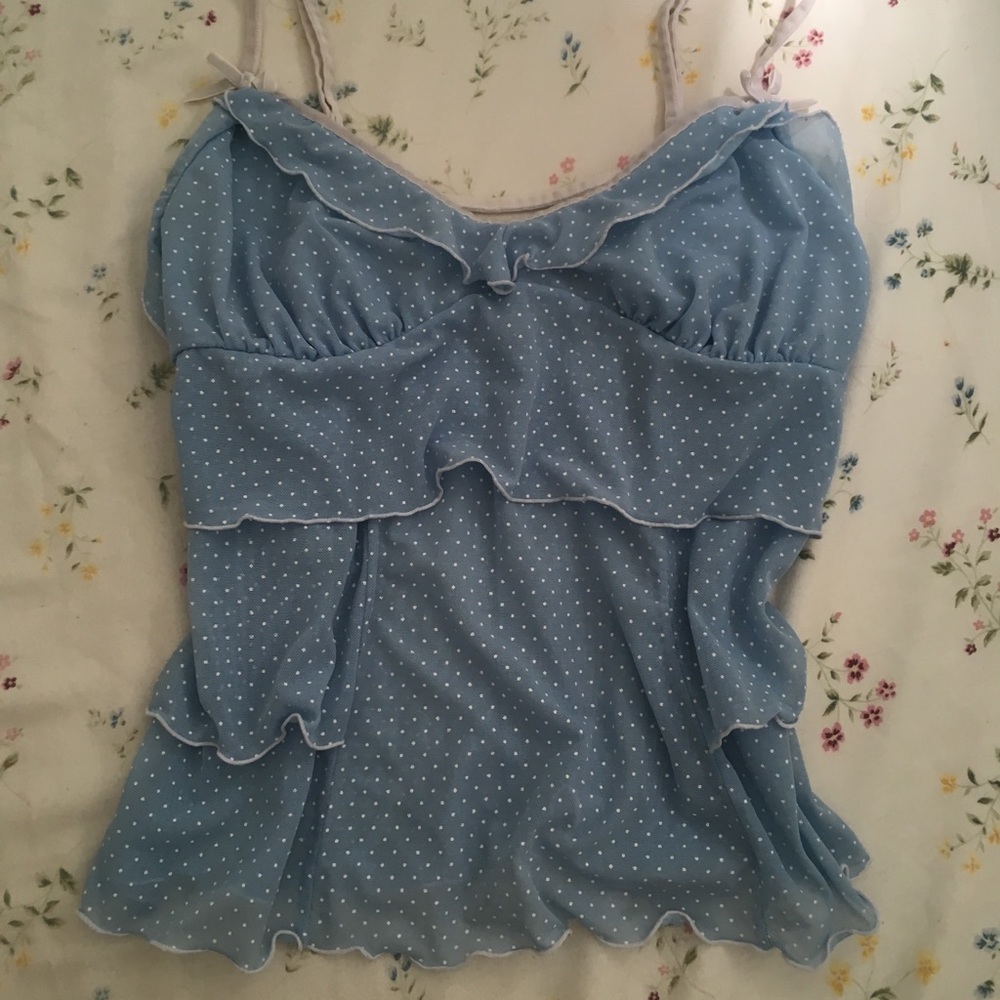 Lingerie Babydoll Soft Blue Bow lace cami lolita